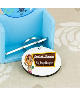 English Teacher Başörtülü Figür Anahtarlık
